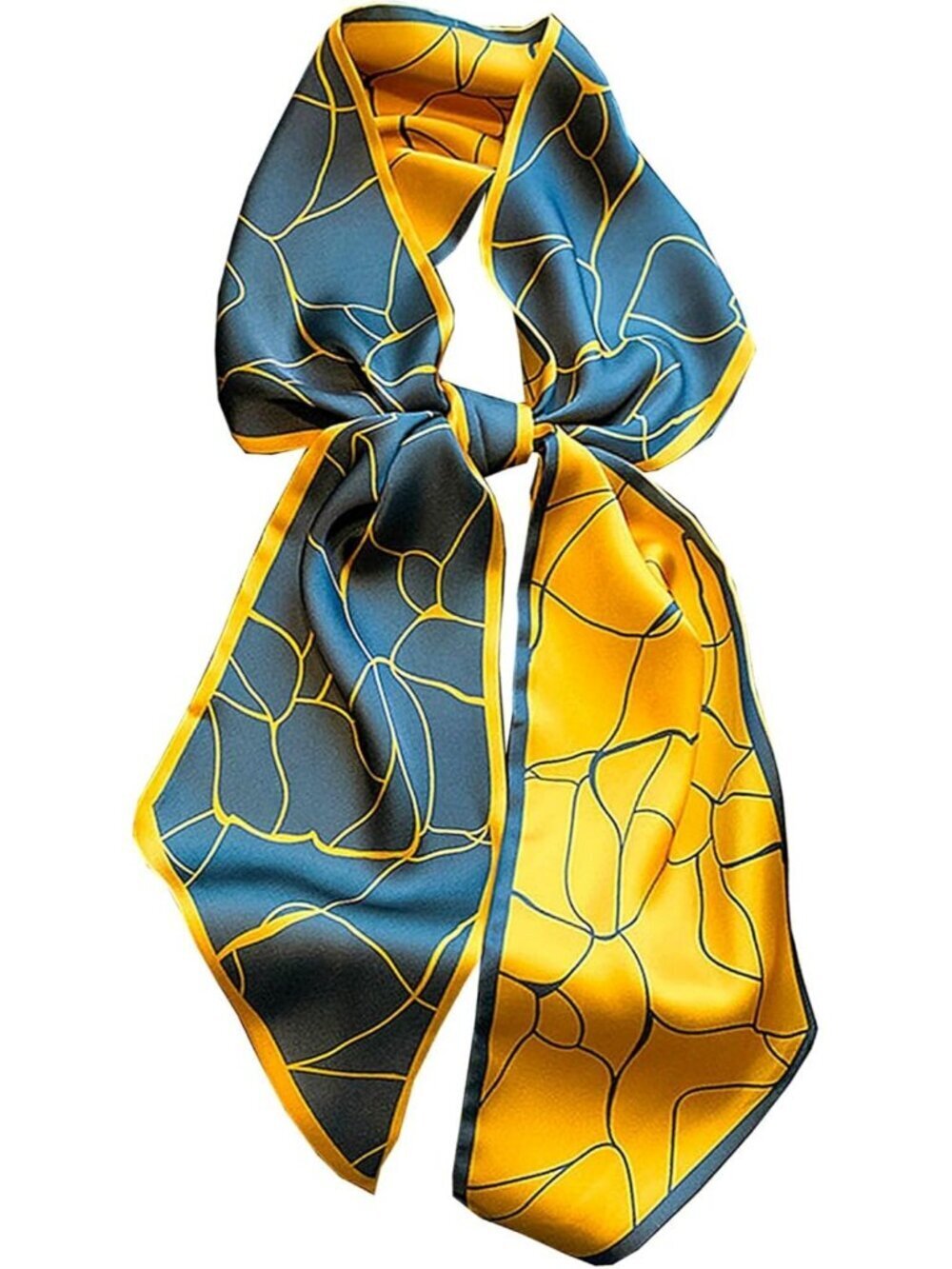 Women's Gold Ash Crack Head Scarves Long Skinny Silky Hair Bags Scarf